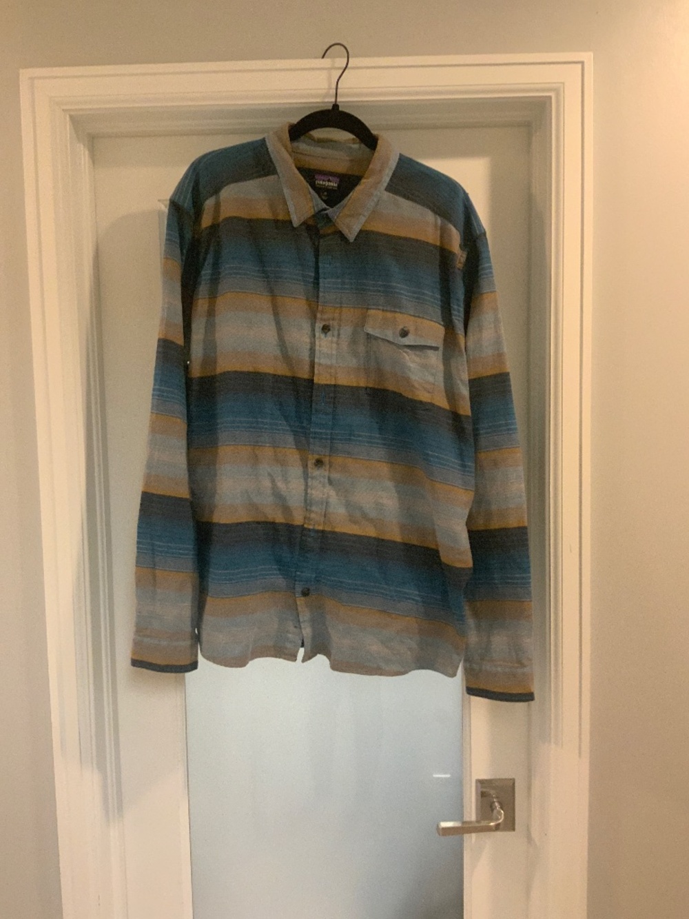 Patagonia Men’s Blue and Gold Shirt